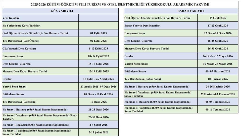 2025-2026-egitim-ogretim-yili-turizm-ve-otel-isletmeciligi-yuksekokulu-akademik-takvimi
